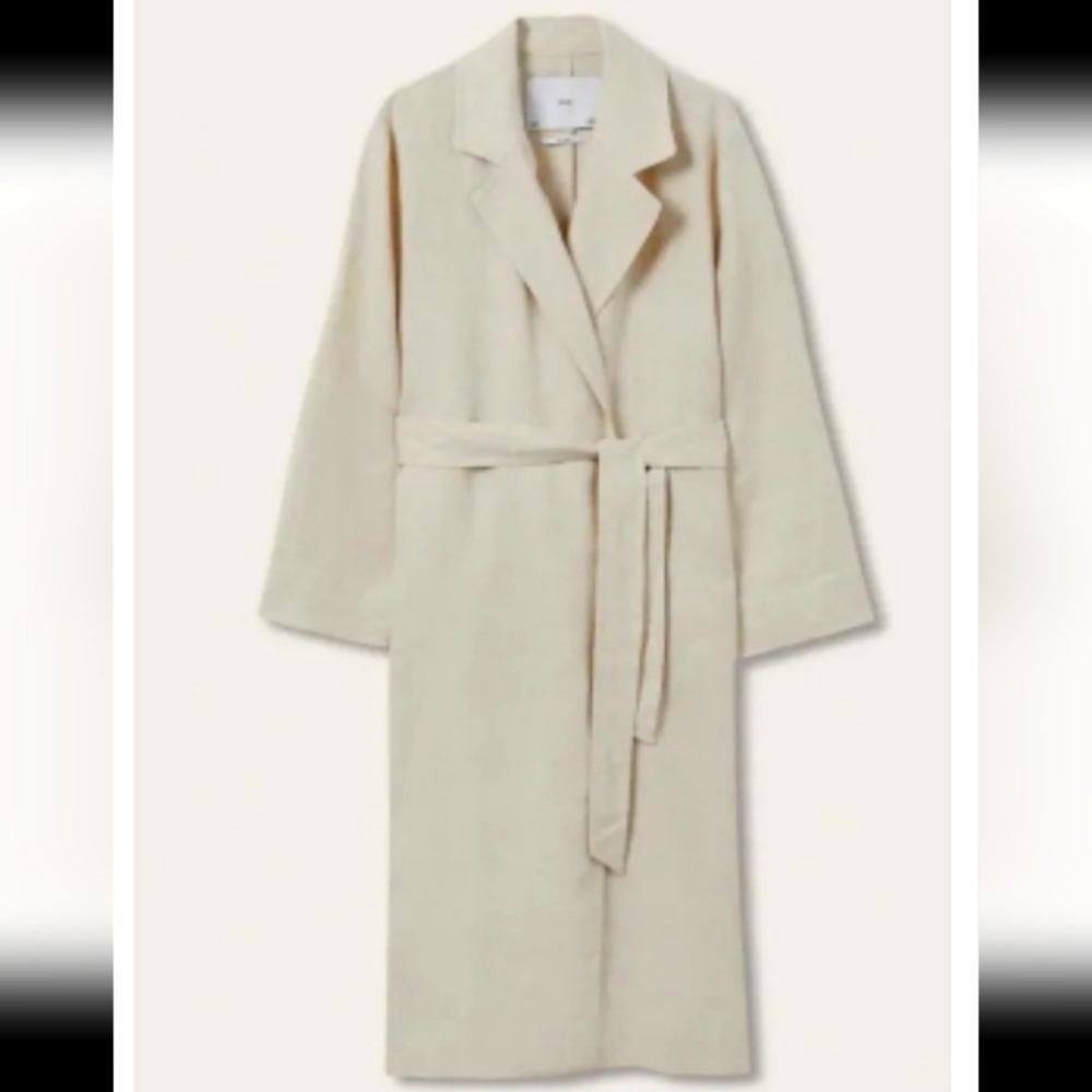 NWOT Mango linen trench coat XS
